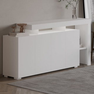 Buffet lumineux 4 portes avec niches ouvertes DAKOTA - Blanc