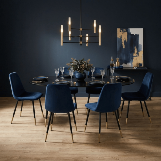 Lot de 4 Chaises design velours Tyka - Bleu