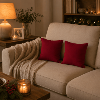 Lot 2x Coussin déhoussable - 38 x 38 cm - Rouge