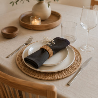 4 Serviettes de table - Coton - Gris