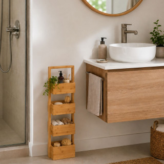 Etagère pour salle de bain - Bambou - 4 niveaux - 28 x H. 88 cm