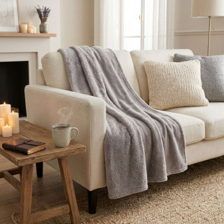 Plaid en microfibre - 125 x 150 cm - Gris