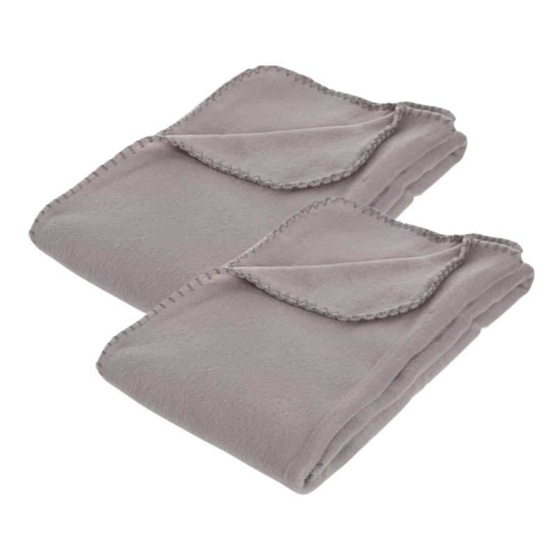 Lot 2x Plaid polaire - 125 x 150 cm - Gris