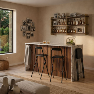 Lot de 4 Chaises de bar pliante Louna - H. 97,5 cm - Noir