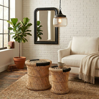 2 Tables gigognes en bambou Nomade - Noir