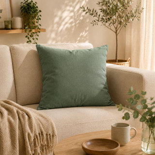 Grand Coussin déhoussable Panama - 60 x 60 cm - Vert argile