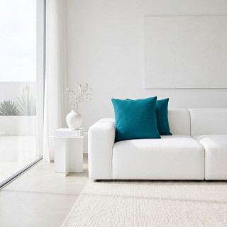 Coussin déhoussable en coton PANAMA - 60 x 60 cm - Bleu canard