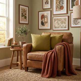Coussin déhoussable en coton PANAMA - 60 x 60 cm - Bronze