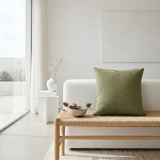Coussin déhoussable en coton PANAMA - 60 x 60 cm - Olive