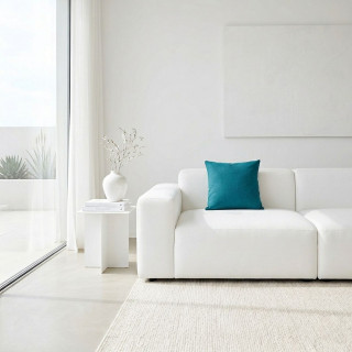 Coussin déhoussable en coton PANAMA - 40 x 40 cm - Bleu canard
