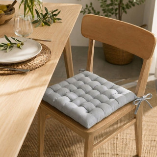 Lot de 2 galettes de chaise tressées - 40 x 40 cm - Gris