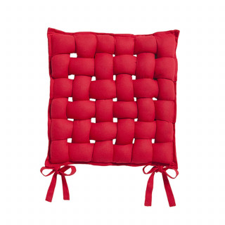 Lot de 2 galettes de chaise tressées - 40 x 40 cm - Rouge