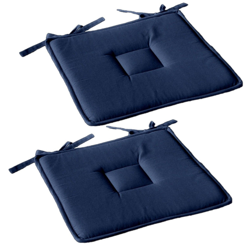 Lot de 2 galettes de chaise en coton PANAMA - Bleu foncé