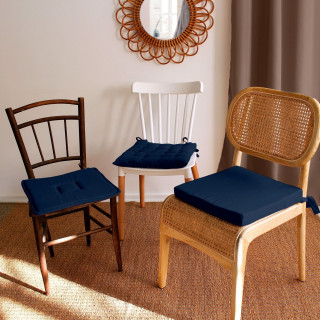 Lot de 2 galettes de chaise en coton PANAMA - Bleu foncé