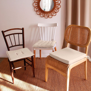 Lot de 2 galettes de chaise en coton PANAMA - Ecru