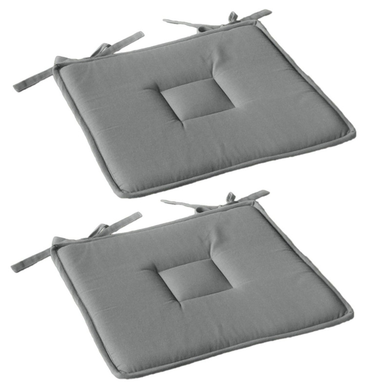 Lot de 2 galettes de chaise en coton PANAMA - Gris