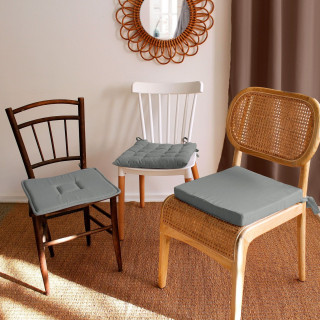Lot de 2 galettes de chaise en coton PANAMA - Gris