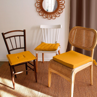 Lot de 2 galettes de chaise en coton PANAMA - Jaune