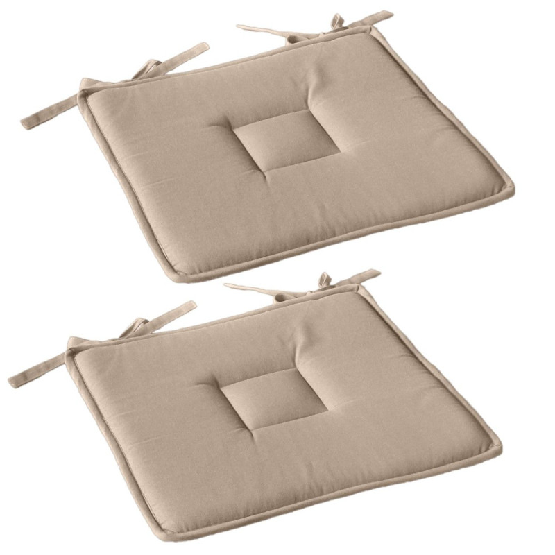 Lot de 2 galettes de chaise en coton PANAMA - Beige