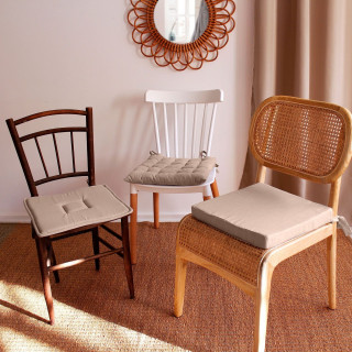 Lot de 2 galettes de chaise en coton PANAMA - Beige