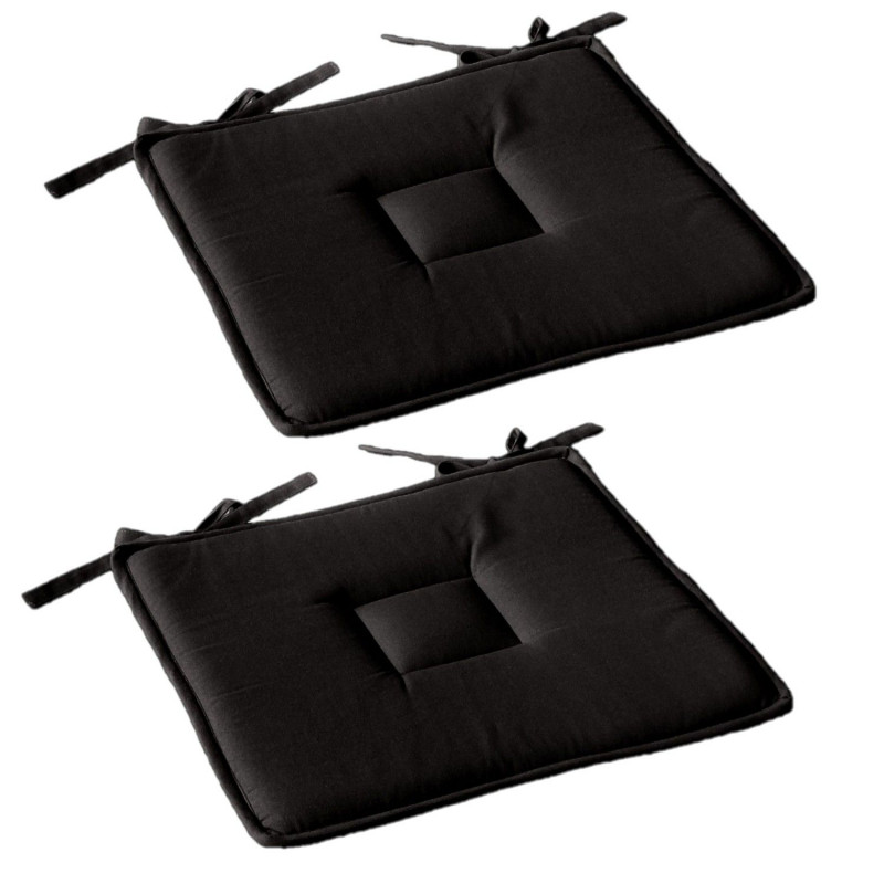 Lot de 2 galettes de chaise en coton PANAMA - Noir