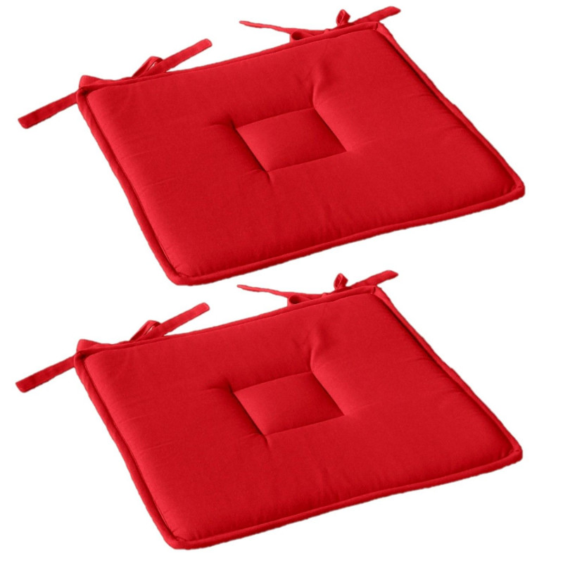 Lot de 2 galettes de chaise en coton PANAMA - Rouge