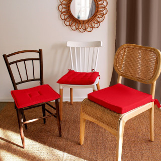 Lot de 2 galettes de chaise en coton PANAMA - Rouge