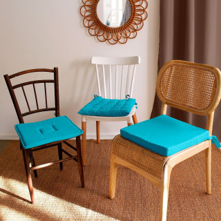 Lot de 2 galettes de chaise en coton PANAMA - Turquoise