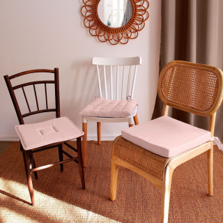 Lot de 2 galettes de chaise en coton PANAMA - Rose