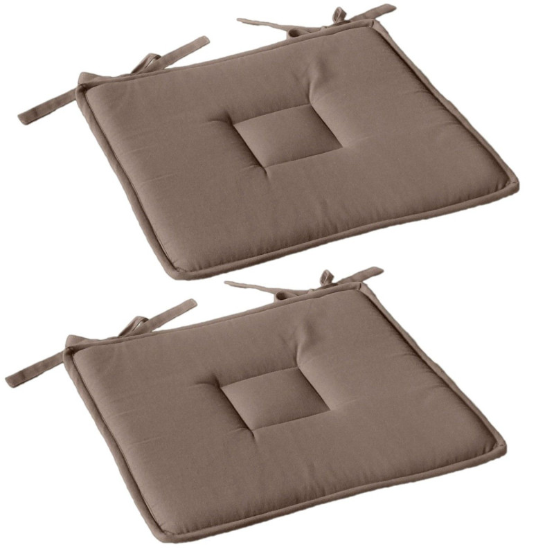 Lot de 2 galettes de chaise en coton PANAMA - Marron