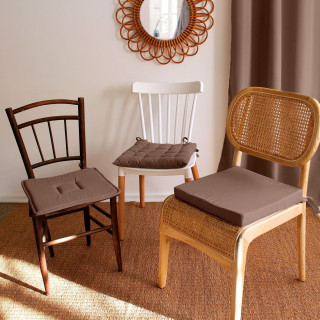 Lot de 2 galettes de chaise en coton PANAMA - Marron