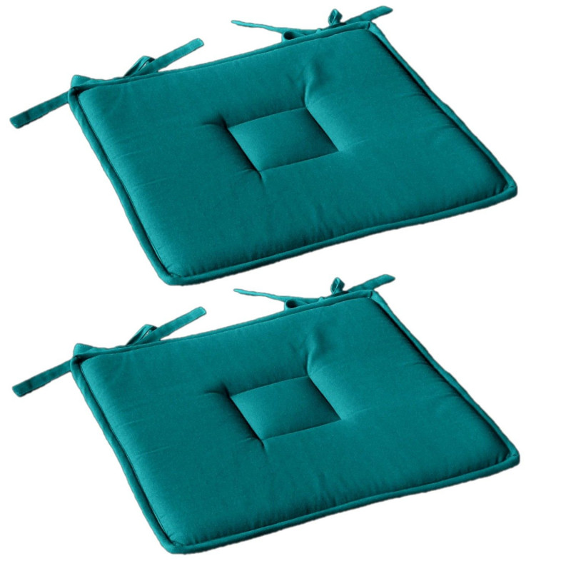 Lot de 2 galettes de chaise en coton PANAMA - Bleu