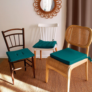 Lot de 2 galettes de chaise en coton PANAMA - Bleu