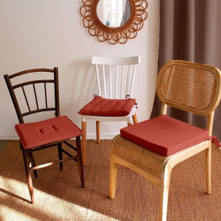 Lot de 2 galettes de chaise en coton PANAMA - Orange
