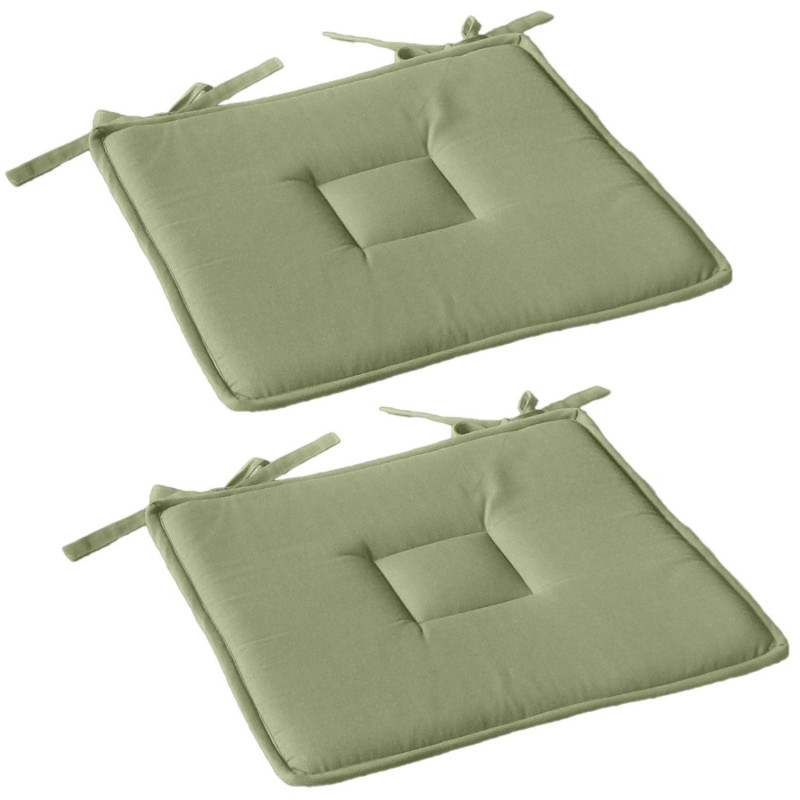 Lot de 2 galettes de chaise en coton PANAMA - Vert foncé