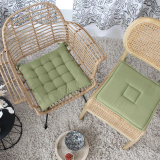 Lot de 2 galettes de chaise en coton PANAMA - Vert foncé