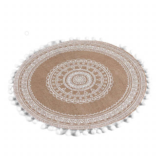 Lot de 2 sets de table en jute avec pompons AZUSA - Blanc