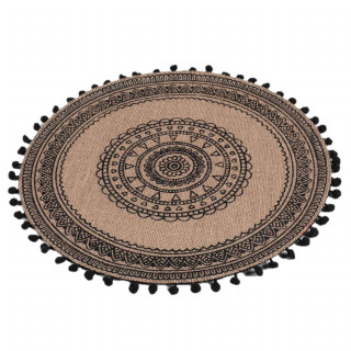 Lot de 2 sets de table en jute avec pompons AZUSA - Noir