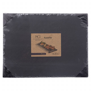 Lot de 2 assiettes de présentation en ardoise - 40 x 30 cm - Gris foncé