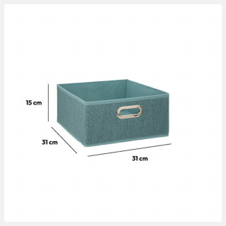 Lot de 2 boîtes de rangement carrées en tissu MIX' N MODUL - L.31 x l.31 x H.15 cm - Bleu chiné