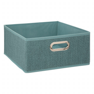 Lot de 2 boîtes de rangement carrées en tissu MIX' N MODUL - L.31 x l.31 x H.15 cm - Bleu chiné