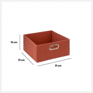 Lot de 2 boîtes de rangement carrées en tissu MIX' N MODUL - L.31 x l.31 x H.15 cm - Terre de Sienne
