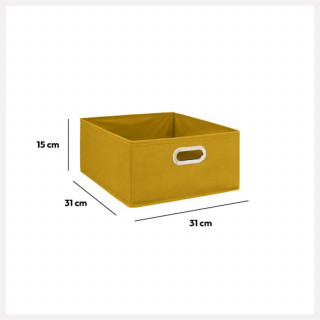 Lot de 2 boîtes de rangement carrées en tissu MIX' N MODUL - L.31 x l.31 x H.15 cm - Moutarde