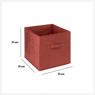 Lot de 2 boites de rangement cube en velours MIX'N MODUL - L.31 x l.31 x H.31 cm - Terre de Sienne