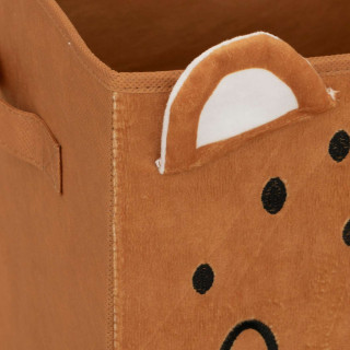 Lot de 2 boîtes de rangement enfant tigre en velours JOEY - L.29 x l.29 x H.29 cm - Marron