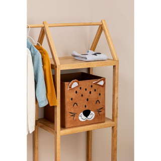 Lot de 2 boîtes de rangement enfant tigre en velours JOEY - L.29 x l.29 x H.29 cm - Marron