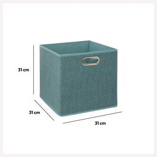Lot de 2 boîtes de rangement en tissu MIX'N MODUL - L.31 x l.31 x H.31 cm - Bleu chiné