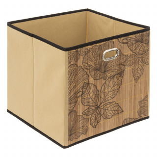 Lot de 2 boîtes de rangement cubes en bambou à motifs fleurs BLACKFLORA - L.31 x l.31 x H.31 cm - Marron