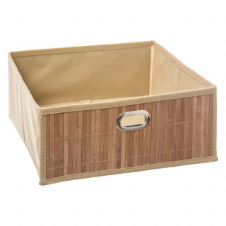 Lot de 2 boîtes de rangement en bambou et tissu MIX'N MODUL - L.31 x l.31 x H.14.5 cm - Marron
