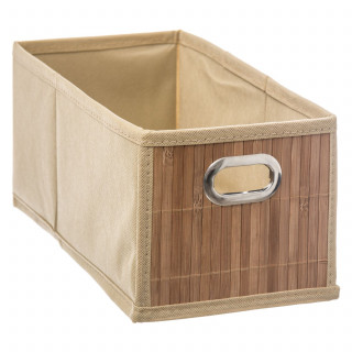 Lot de 2 paniers de rangement rectangulaires en bambou et tissu MIX'N MODUL - L.31 x l.14.5 x H.15 cm - Beige